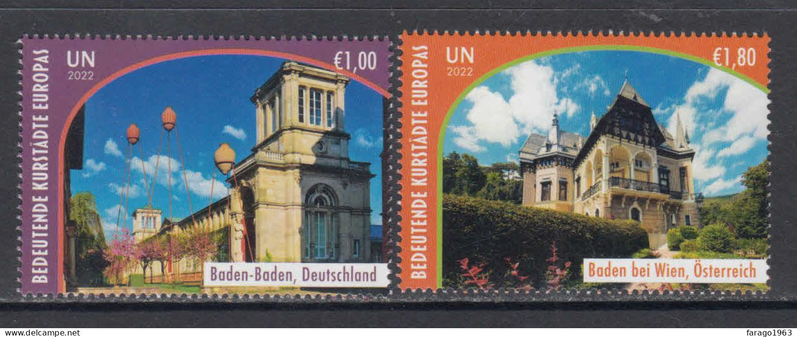 2022 United Nations Vienna European Spa Towns   Complete Set Of 2 MNH @ BELOW FACE VALUE - Nuevos