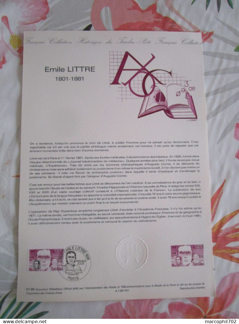 Document Officiel  Emile Littré 14/1/84 - Documents Of Postal Services