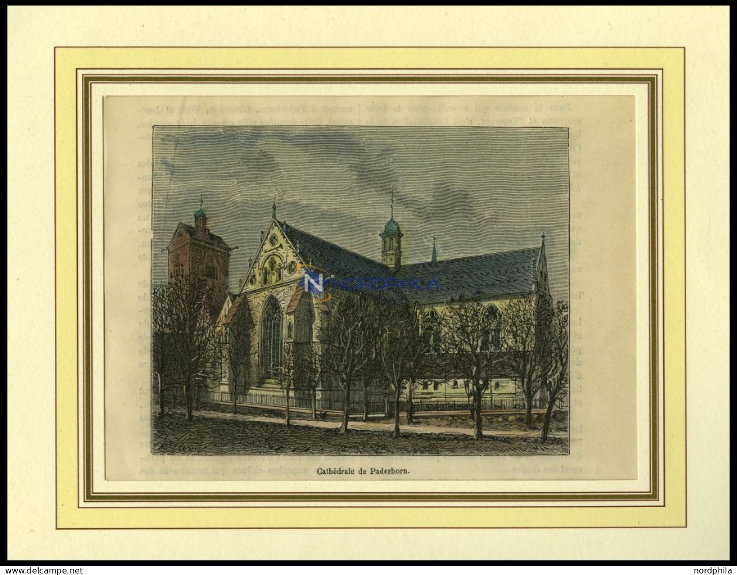 PADERBORN: Die Kathedrale, Kolorierter Holzstich Um 1880 - Prenten & Gravure