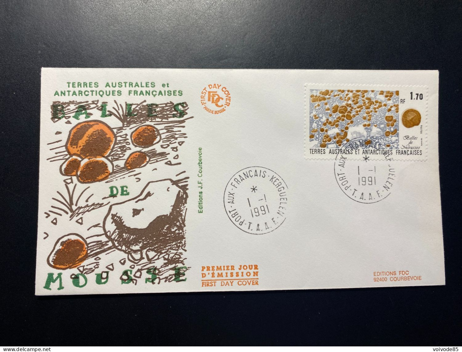 Enveloppe 1er Jour "Flore Antarctique - Balles De Mousses" 01/01/1991 - 156 - TAAF - Iles Kerguelen - FDC