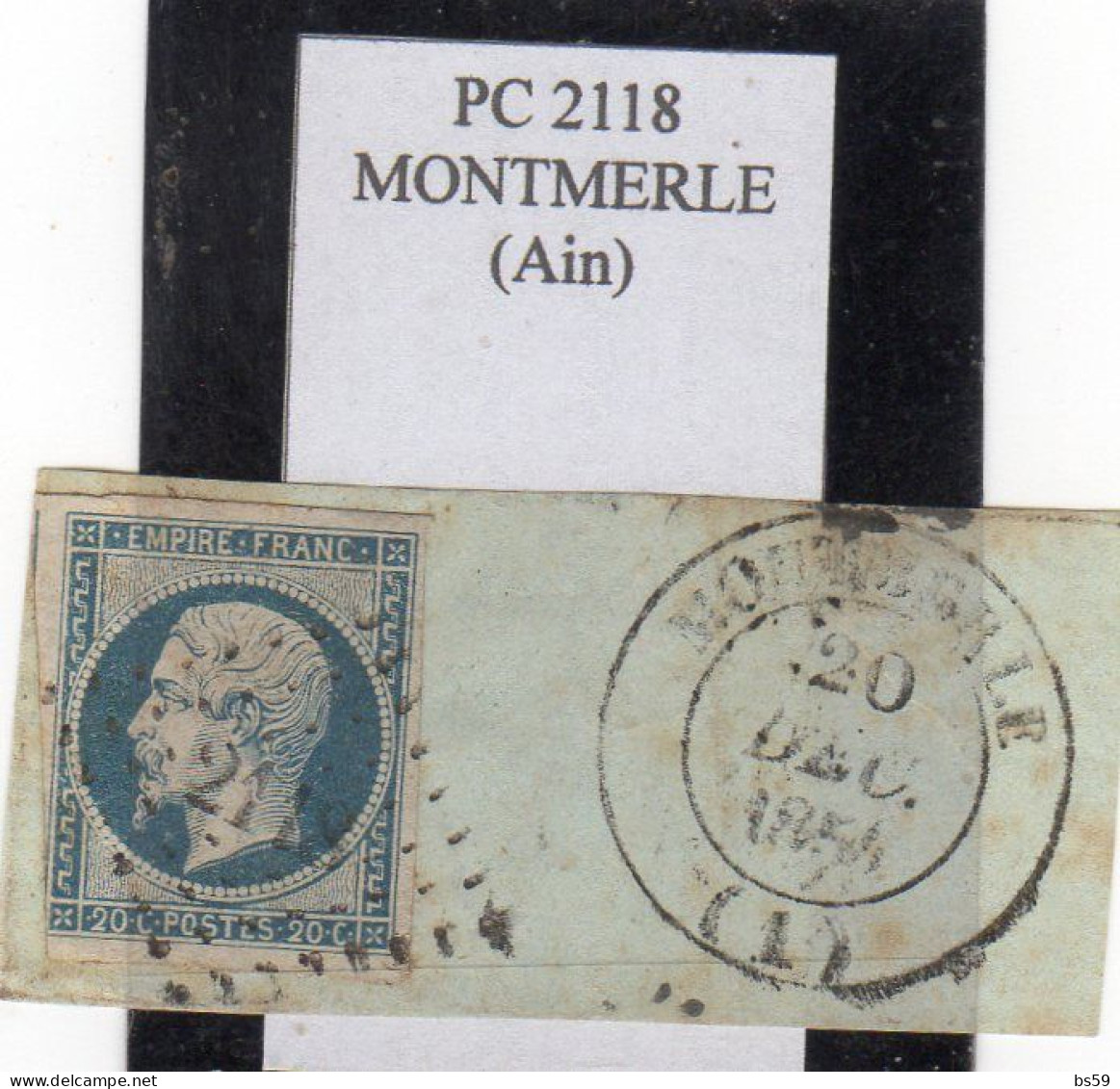 Ain - N° 14Af Obl PC 2118 Montmerle (+ Tàd Type 14 S/fragment) - 1853-1860 Napoléon III.