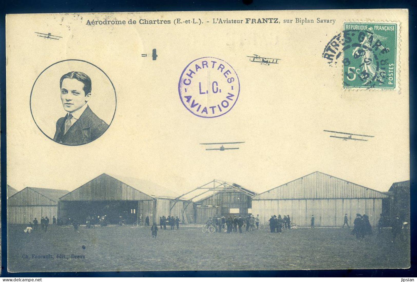 Cpa Aérodrome De Chartres -- Aviateur Frantz Sur Biplan Savary   STEP167 - Flieger