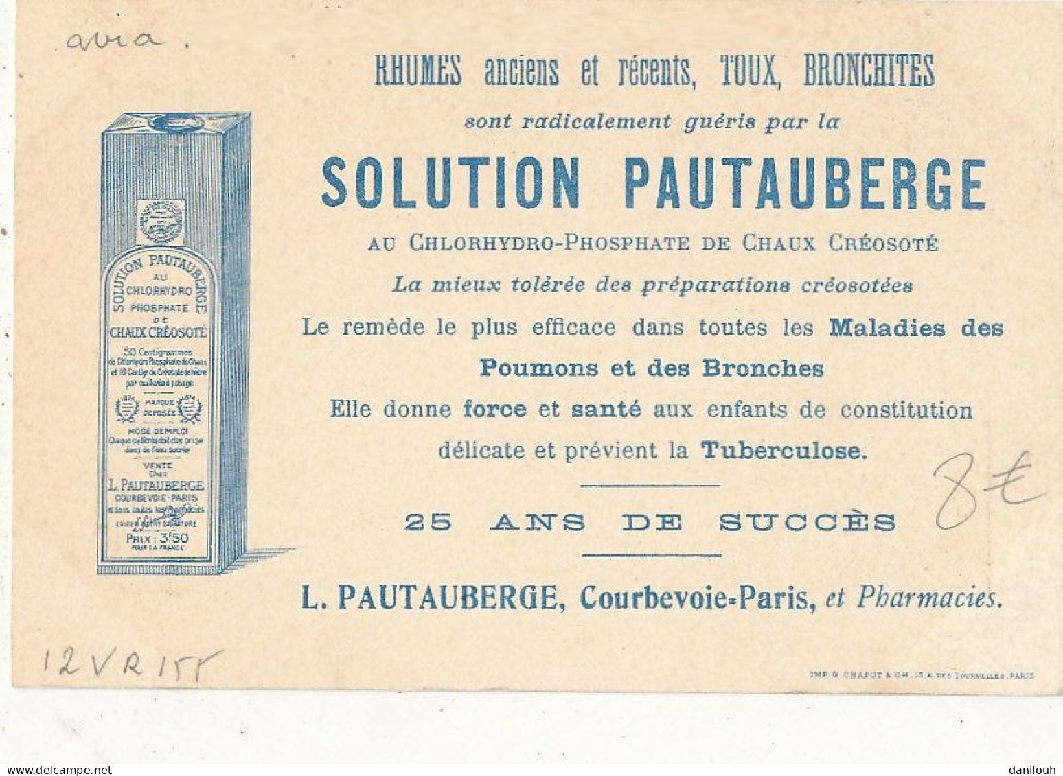 AVIATION )) Circuit Européen Juillet 1911 / BARRA Au Dessus De Calais / Publicité SOLUTION PAUTAUBERGE (médicament) - Flieger