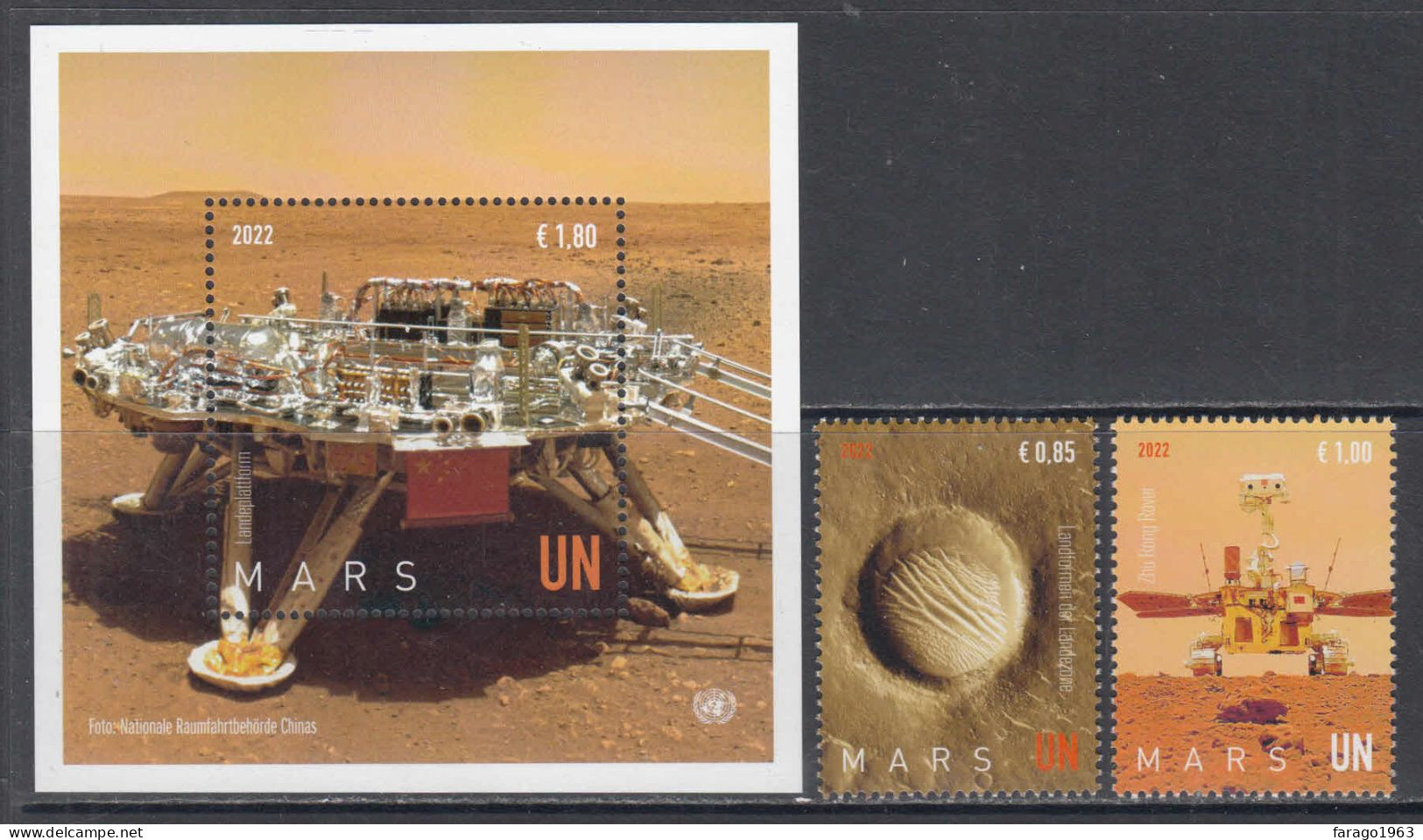 2022 United Nations Vienna Mars Space Exploration Astronomy Cpl Set Of 2 + Souvenir Sheet  MNH @ BELOW FACE VALUE - Ungebraucht