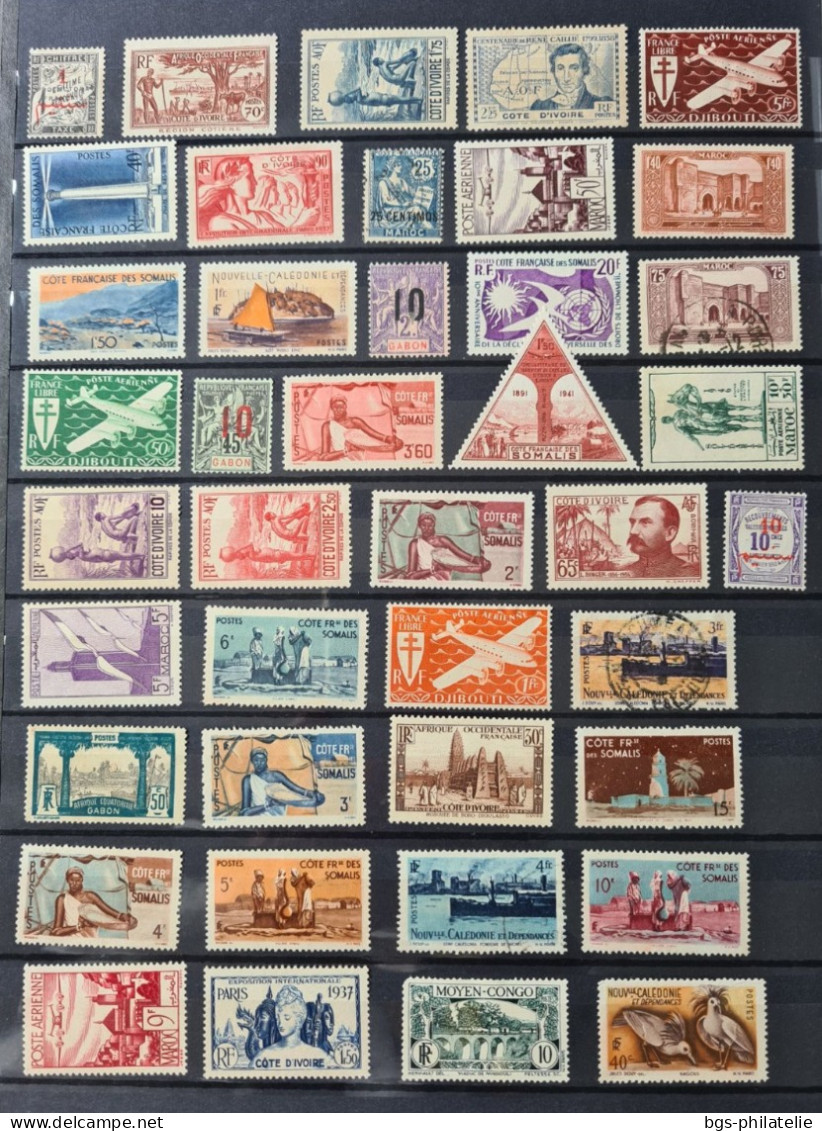 Collection de timbres de colonies Françaises neufs  sans gomme et quelques oblitérés.