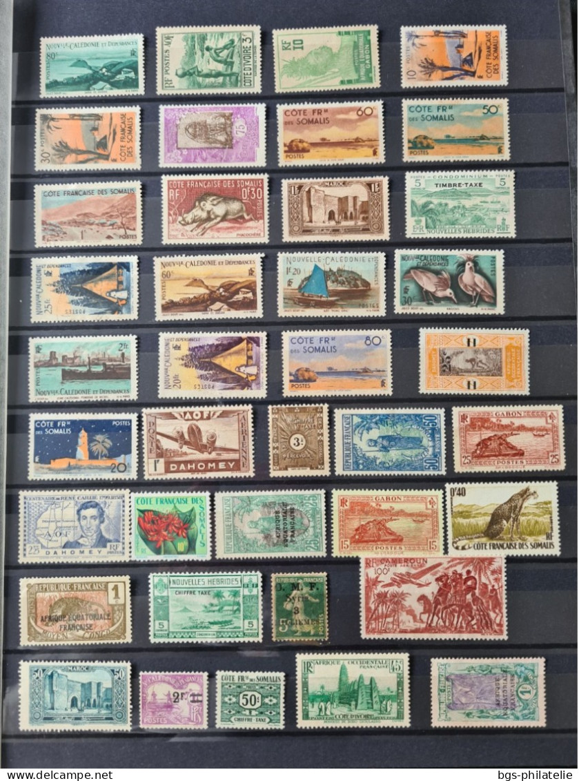 Collection de timbres de colonies Françaises neufs  sans gomme et quelques oblitérés.