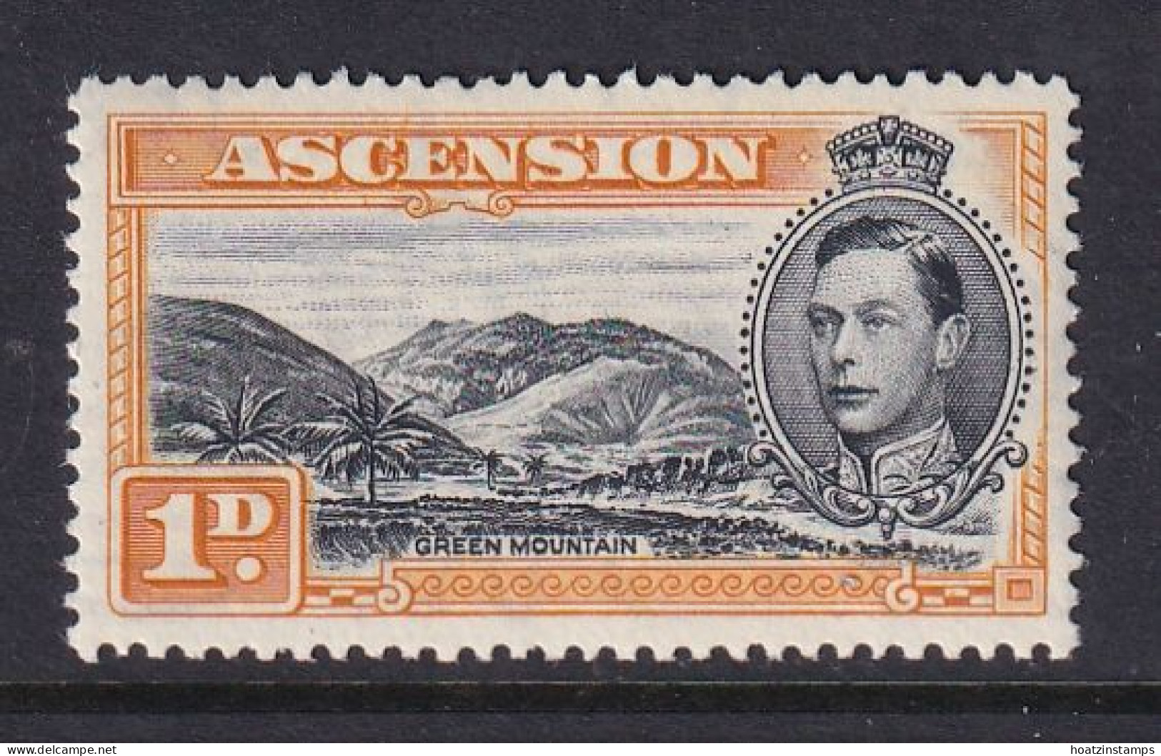 Ascension: 1938/53   KGVI    SG39a    1d   Black & Yellow-orange  [Perf: 13½]  MH - Ascension (Ile De L')