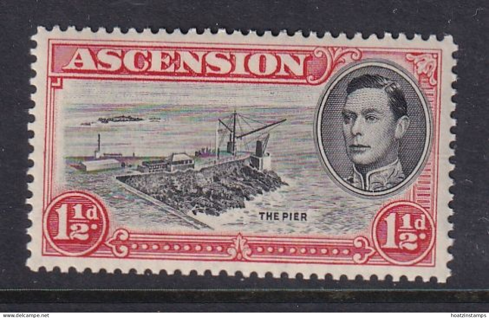 Ascension: 1938/53   KGVI    SG40    1½d   Black & Vermilion  [Perf: 13½]  MH - Ascension (Ile De L')