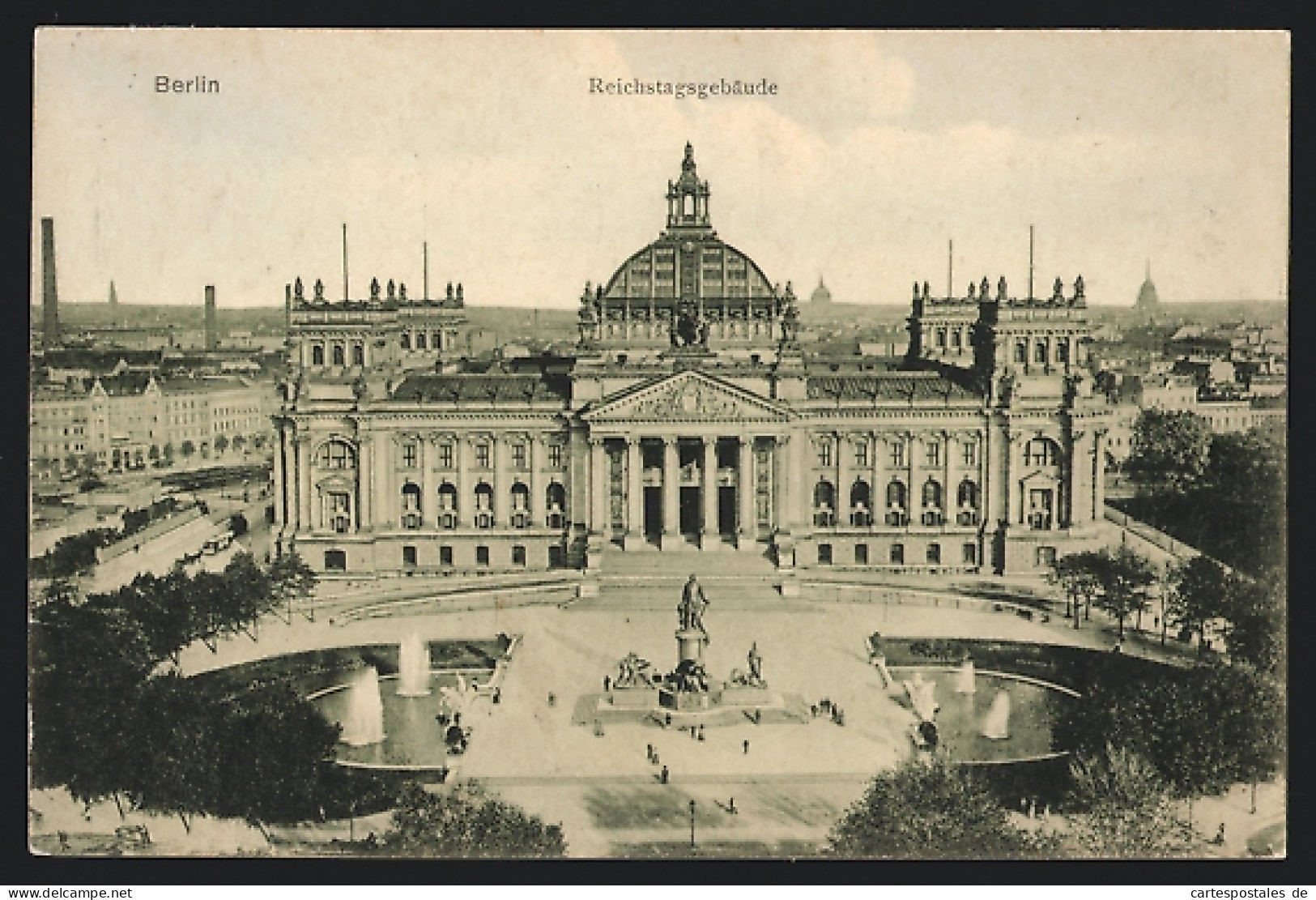 AK Berlin-Tiergarten, Reichstagsgebäude Und Bismarck-Denkmal Aus Der Vogelschau  - Dierentuin