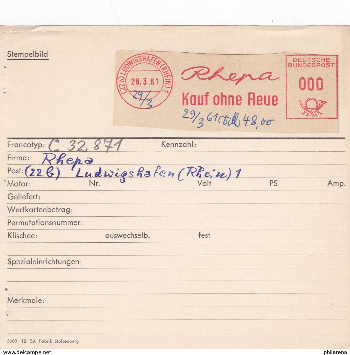 GG: Freistempel: Archivkarte Monopol Unikat Mit Archivkarte Danach - Besetzungen 1938-45