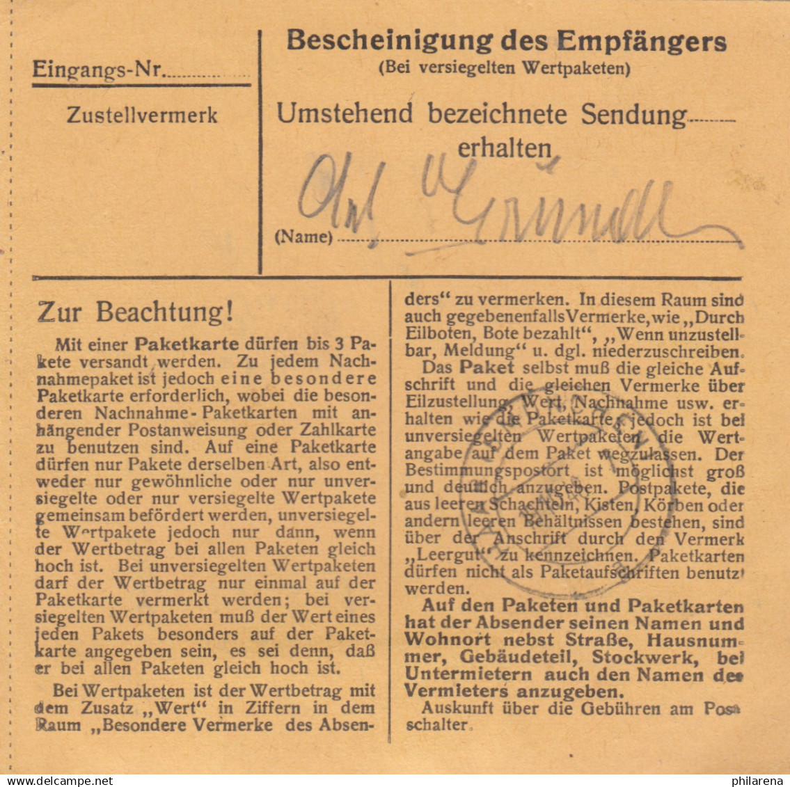 BiZone Paketkarte 1948: Traunstein Nach Heil U. Pflegeanstalt Haar B. München - Cartas & Documentos