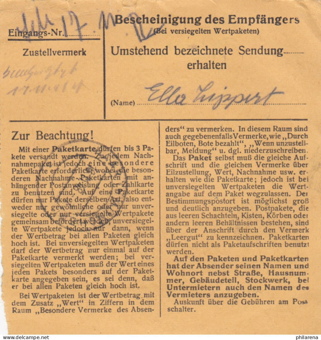 BiZone Paketkarte 1948: Nesselwang Nach Haar Bei München - Brieven En Documenten