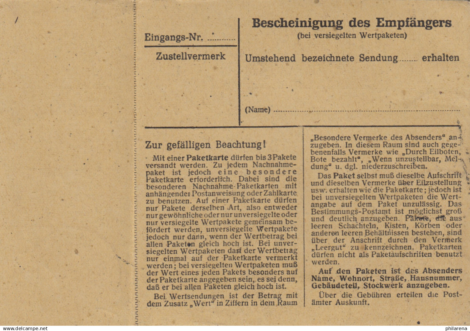 BiZone Paketkarte 1948: Oppenweiler Nach München-Feldmoching - Covers & Documents