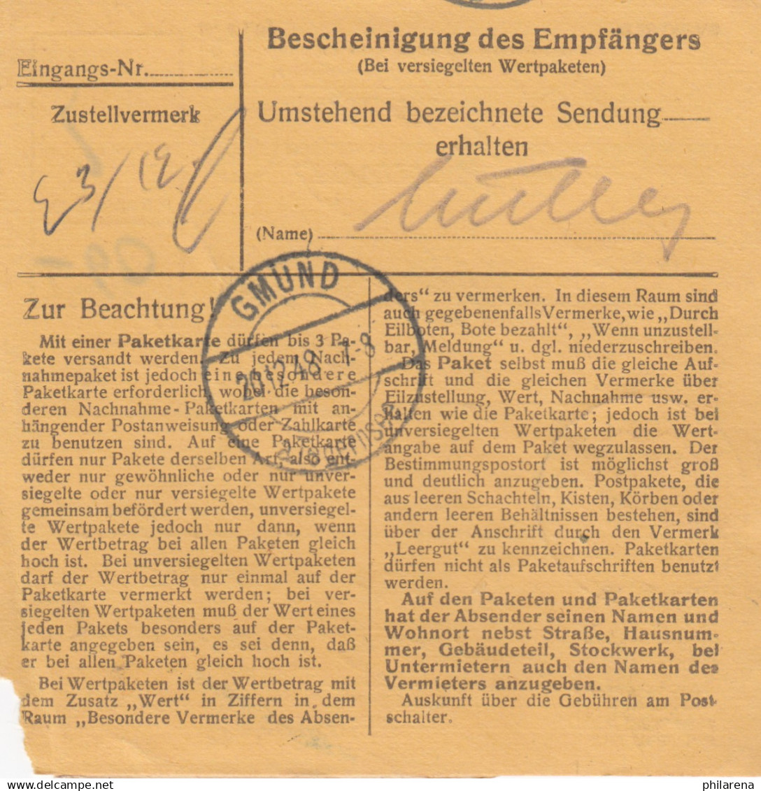 BiZone Paketkarte 1948: Grainau Nach Gmund - Tegernsee - Lettres & Documents