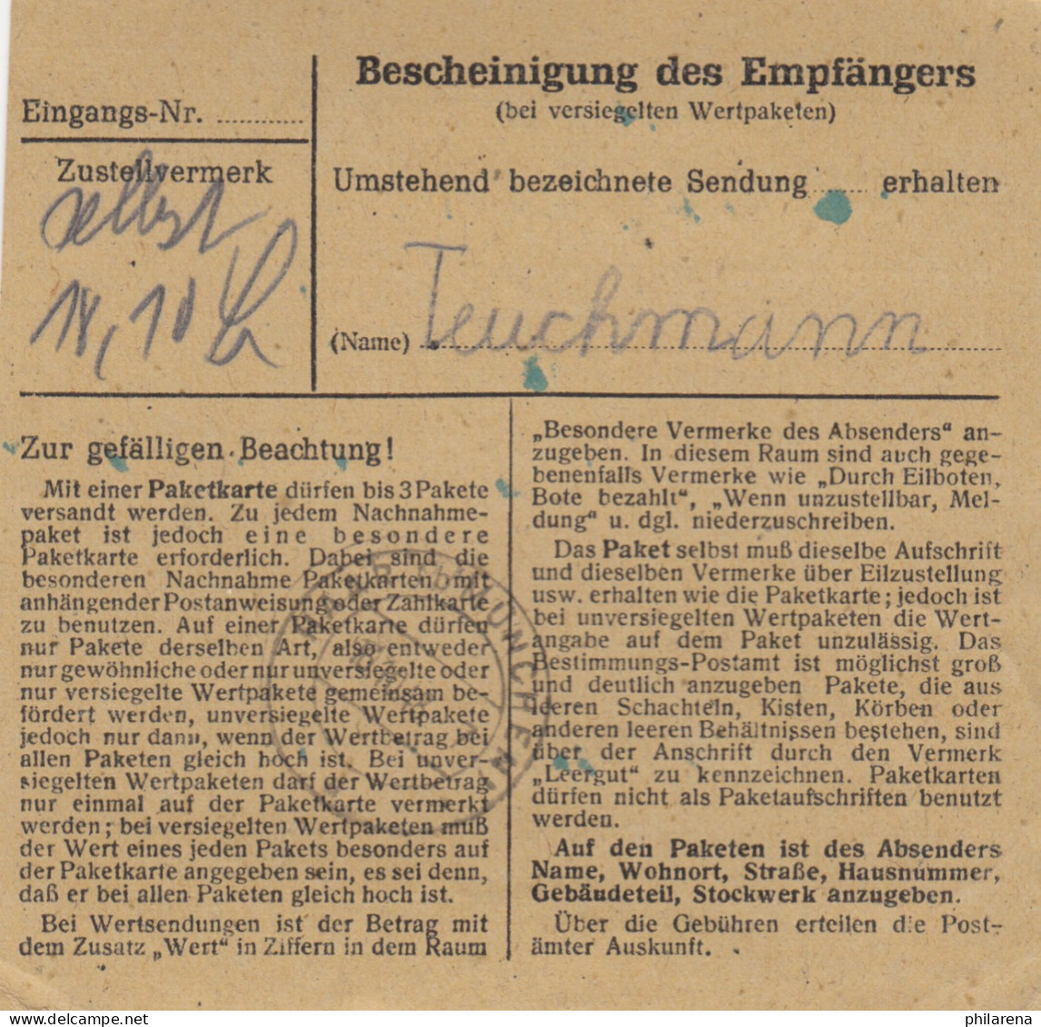 BiZone Paketkarte 1948: Grossingersheim Nach Haar Bei München - Brieven En Documenten