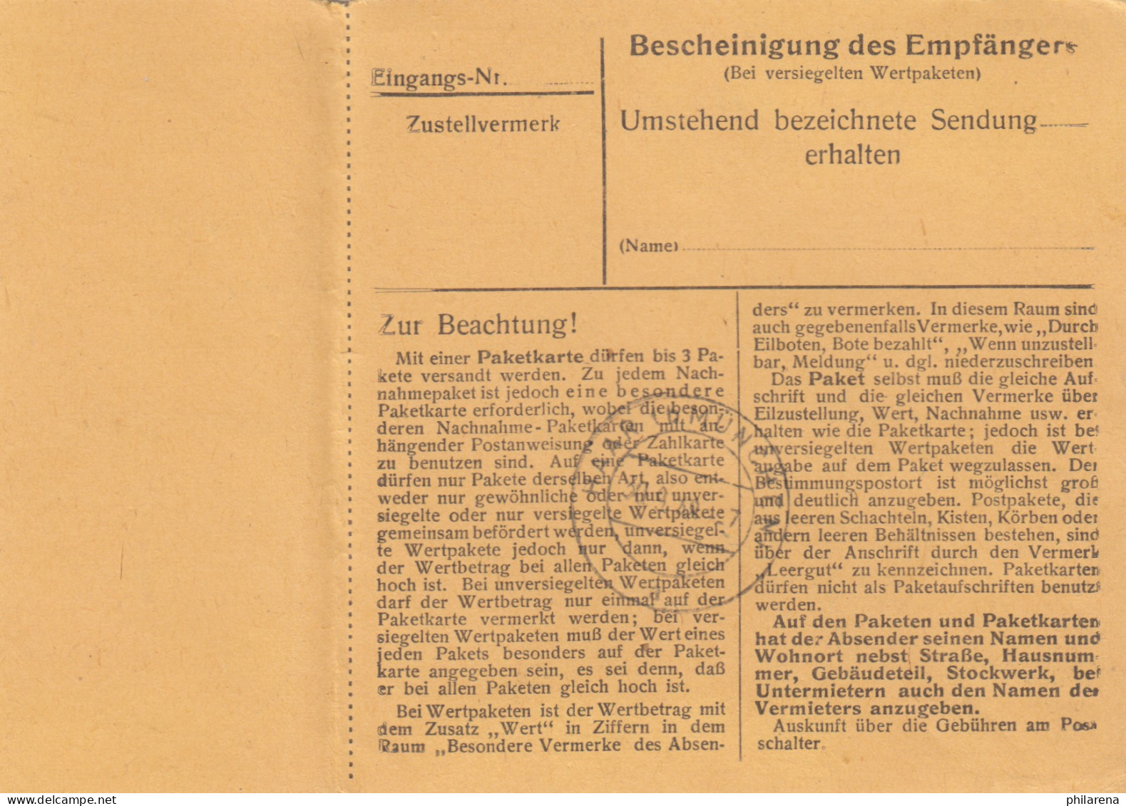 BiZone Paketkarte 1948: Haimhausen Nach Haar, Heilanstalt - Cartas & Documentos