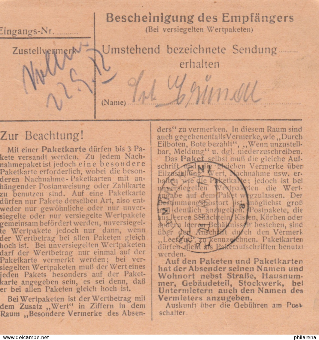 BiZone Paketkarte 1948: Bad Aibling Nach München-Haar, Ausweich-Krankenhaus - Brieven En Documenten