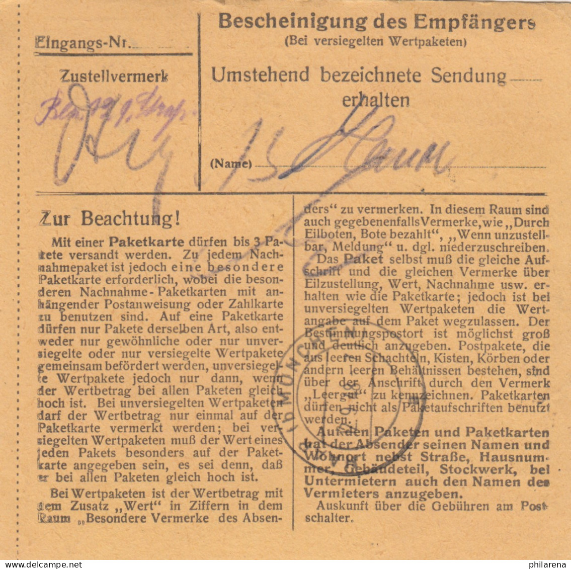 BiZone Paketkarte 1948: Rosenheim Nach Haar Bei München - Lettres & Documents