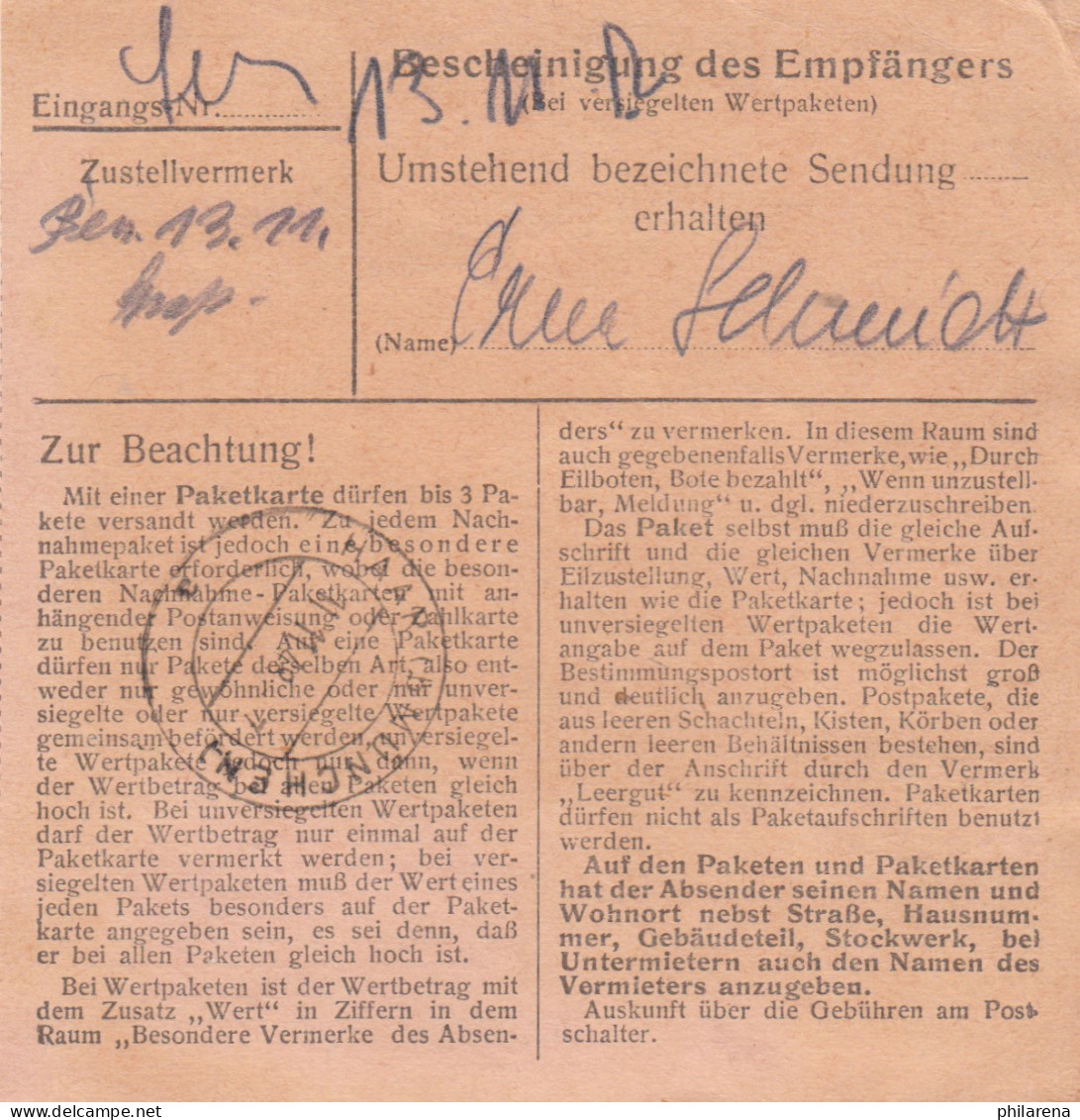 BiZone Paketkarte 1948: Neumarkt (Oberpf) Nach Haar Bei München - Lettres & Documents