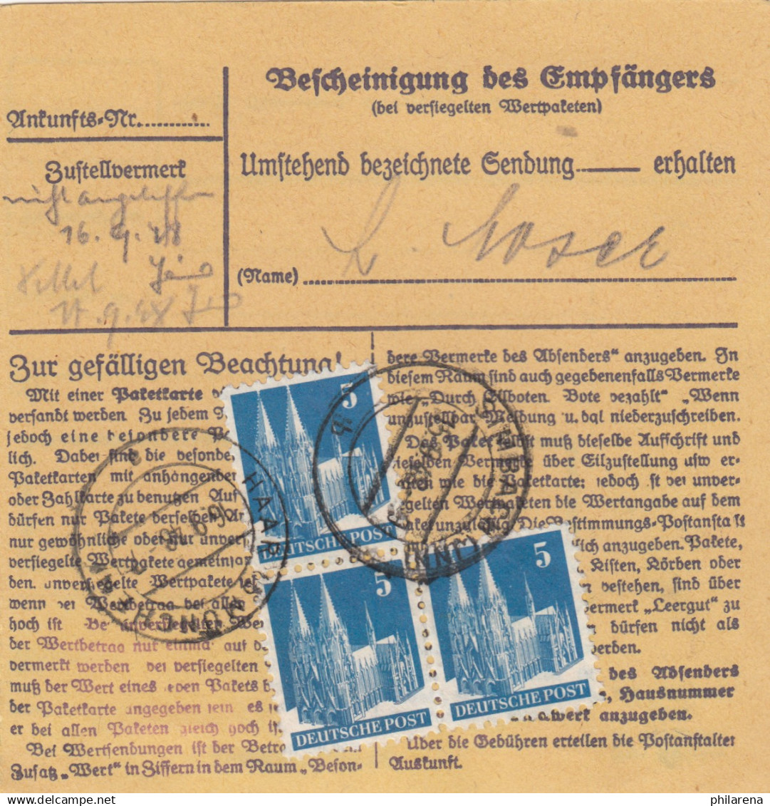 BiZone Paketkarte 1948: Lengdorf B. Simbach Nach Haar - Cartas & Documentos