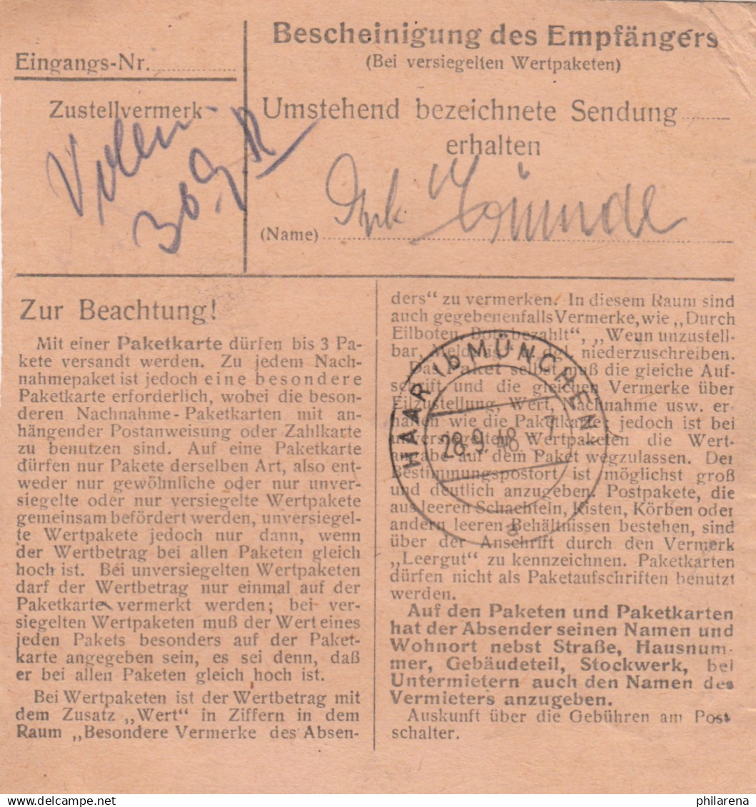 BiZone Paketkarte 1948: Lauterhofen Nach Eglfing, Pflegeheim - Storia Postale