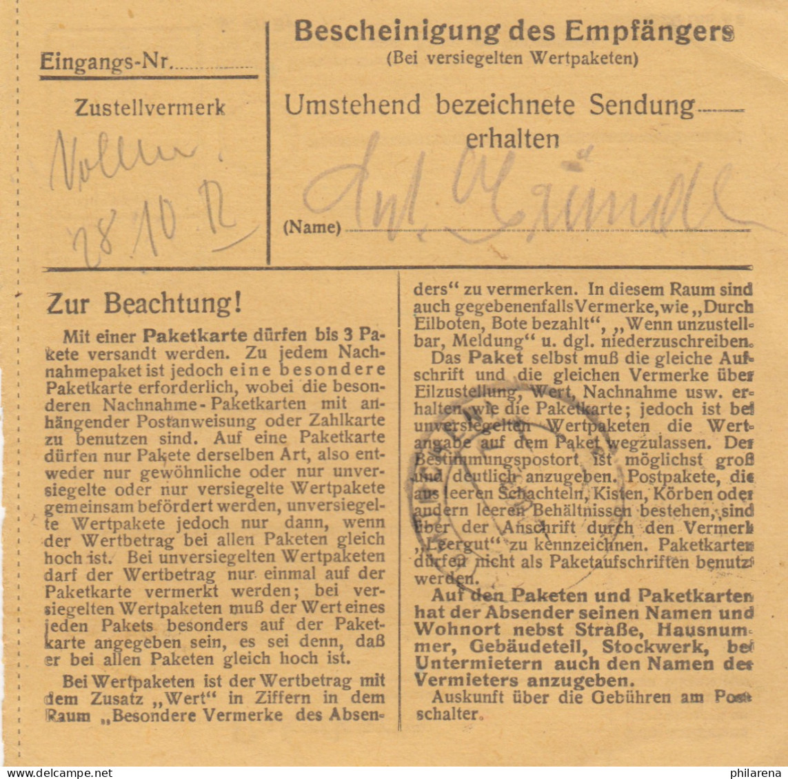 BiZone Paketkarte 1948: München 9 Nach Haar, Heil- U. Pflegeanstalt - Lettres & Documents