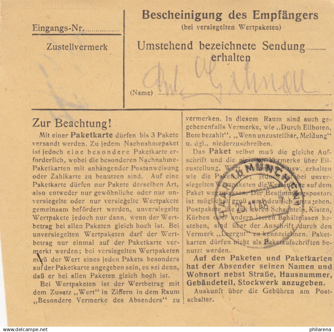 BiZone Paketkarte 1948: Marklkofen Nach Eglfing, Pflegeanstalt - Cartas & Documentos