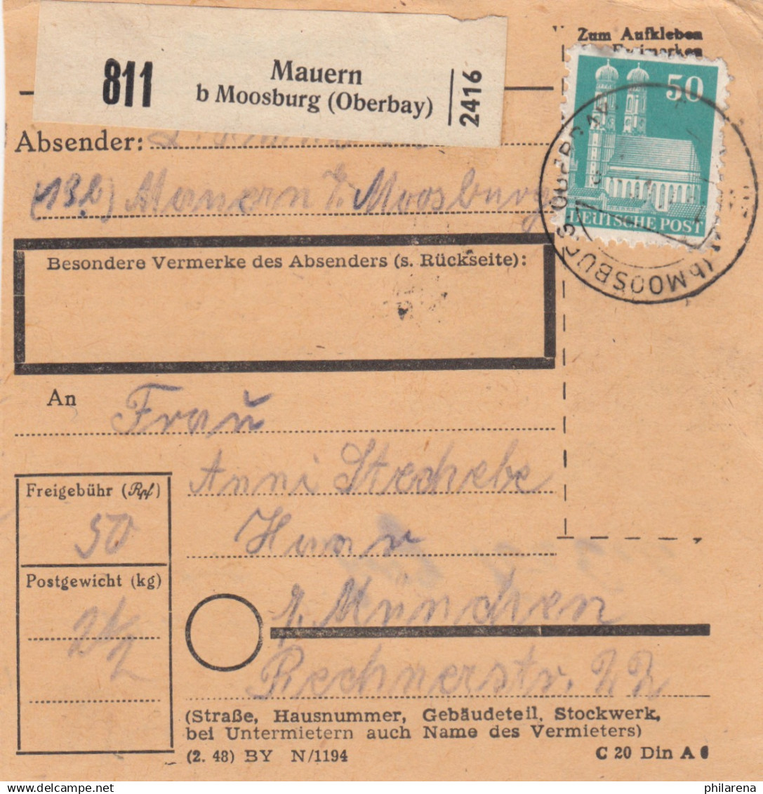 BiZone Paketkarte 1948: Mauern Nach Haar Bei München - Covers & Documents