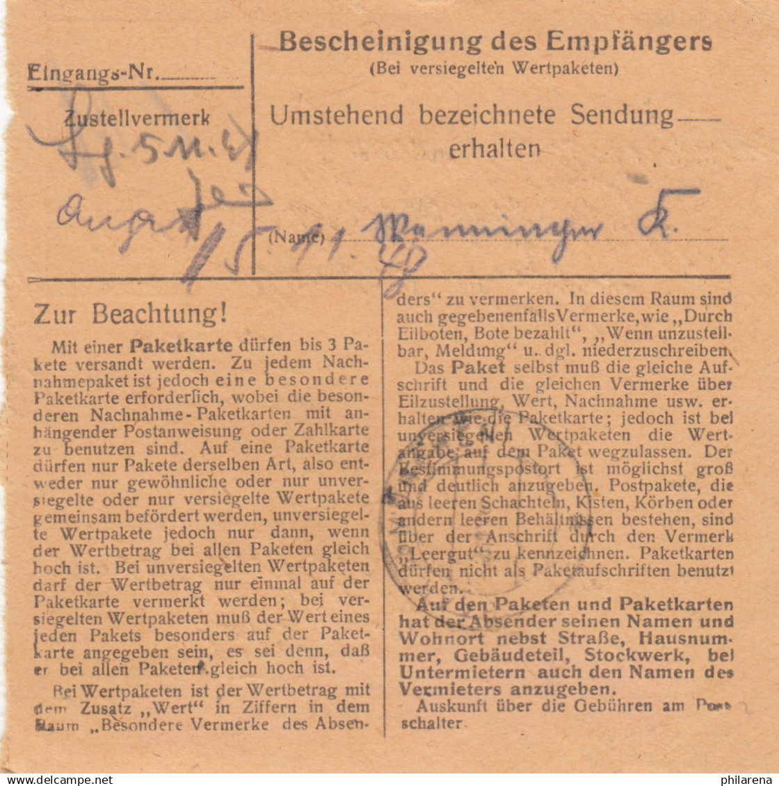 BiZone Paketkarte 1948: Ingolstadt Nach Haar - Lettres & Documents