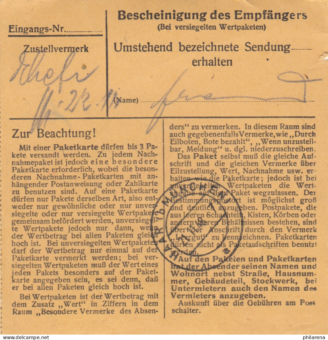BiZone Paketkarte 1948: Planegg Nach Haar/München - Lettres & Documents