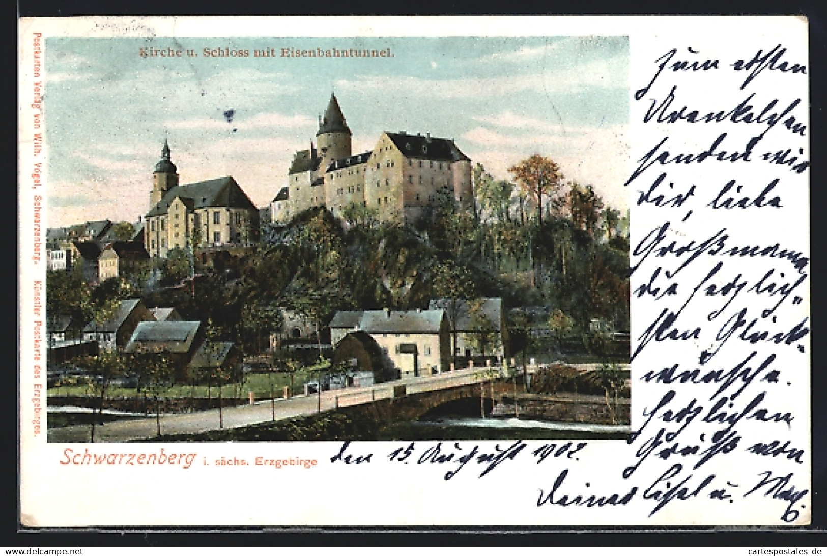 AK Schwarzenberg / Erzgebirge, Brücke, Blick Zu Den Häusern  - Schwarzenberg (Erzgeb.)