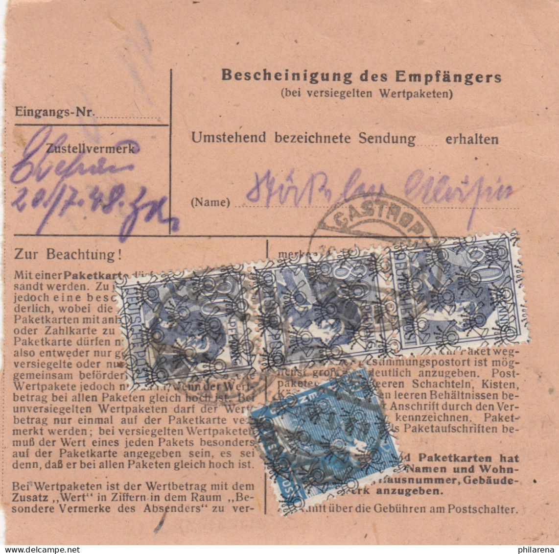 BiZone Paketkarte: Castrop-Rauxel Nach Oberammergau - Covers & Documents