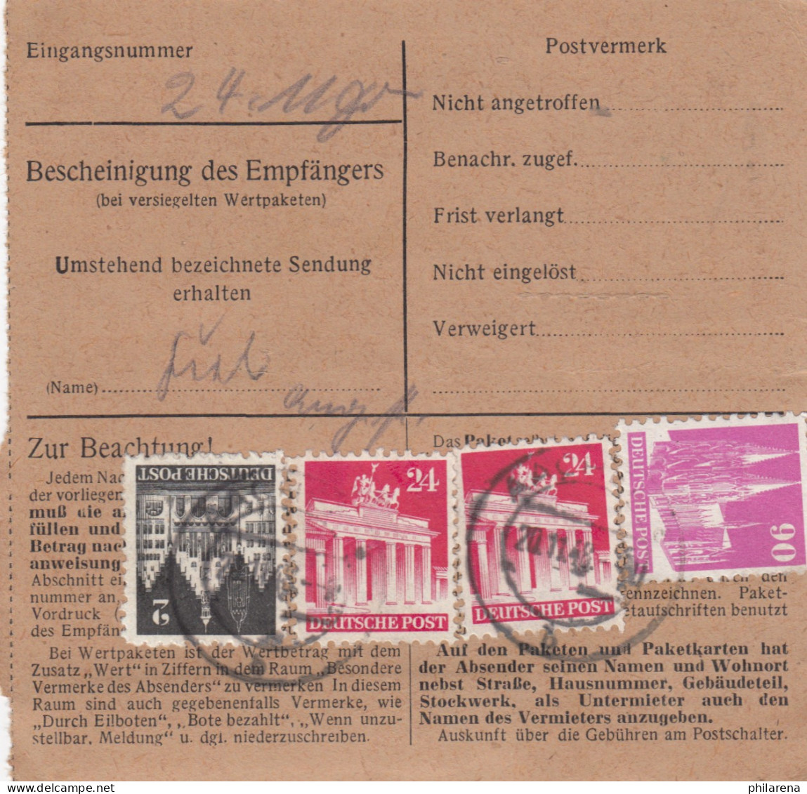 BiZone Paketkarte 1948: Aachen Nach München, Nachnahme - Briefe U. Dokumente