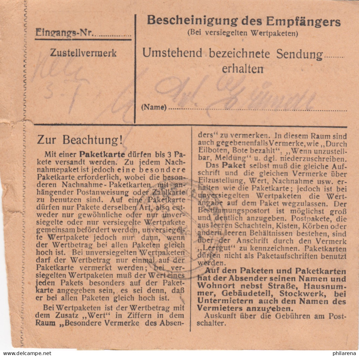 BiZone Paketkarte 1947: Mainburg Nach Haar, Wertpaketkarte, Pflegeanstalt - Brieven En Documenten