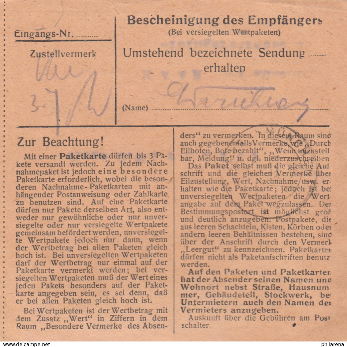BiZone Paketkarte 1948: Feilnbach, Nordmann KG - Lederwaren -, Nach Haar - Covers & Documents