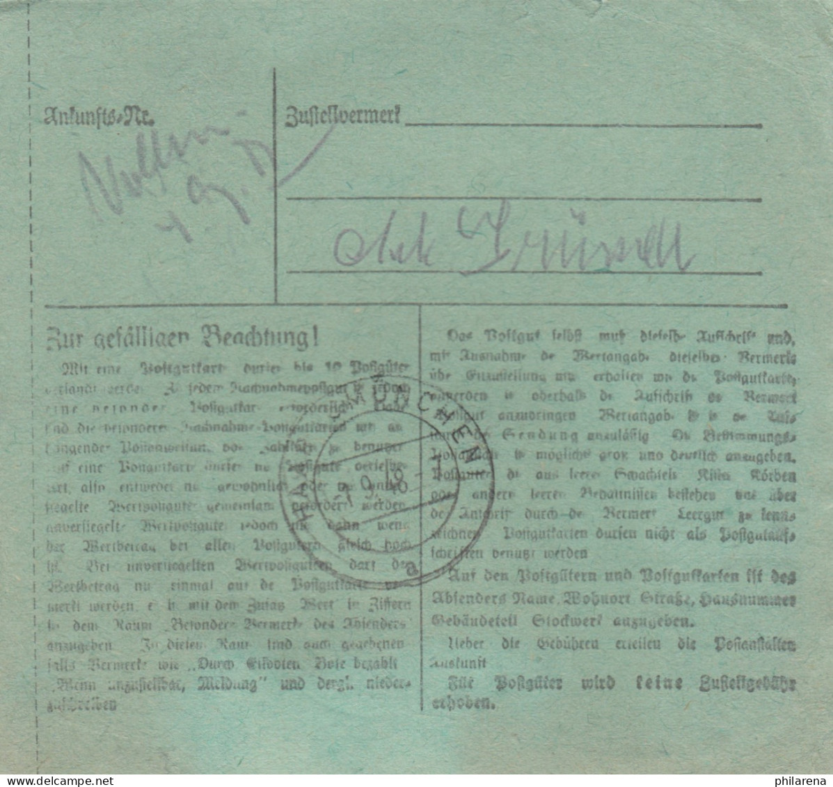 BiZone Paketkarte 1948: Schleißheim Nach Eglfing, Heilanst., Bes. Formular - Cartas & Documentos