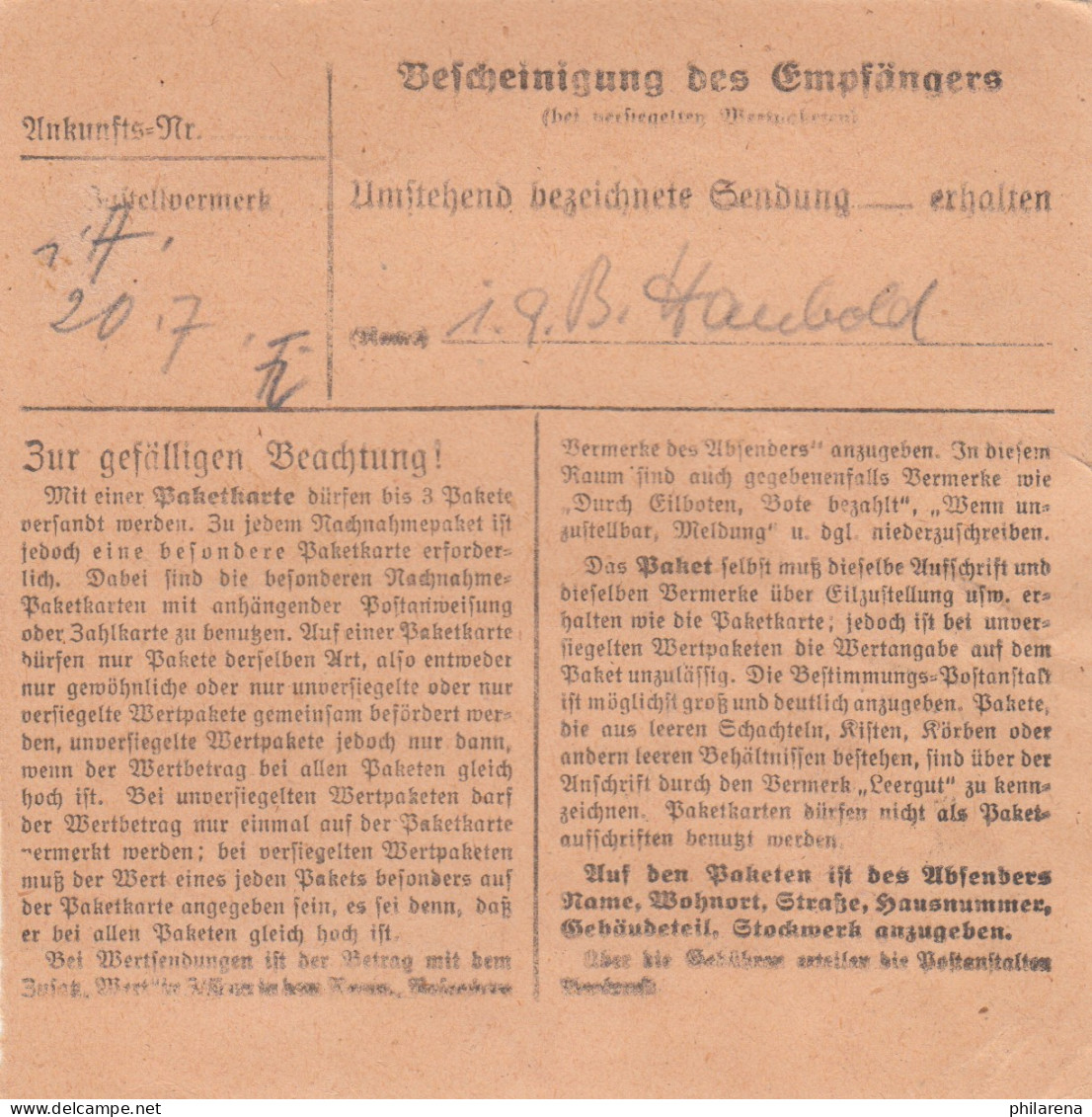 BiZone Paketkarte 1948: Dachau Nach Oberammergau - Lettres & Documents