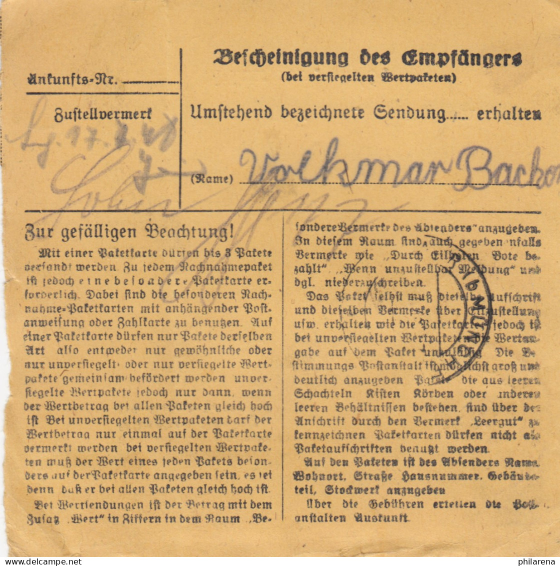 BiZone Paketkarte 1948: München-Pasing Nach Haar, Selbstbucher - Brieven En Documenten
