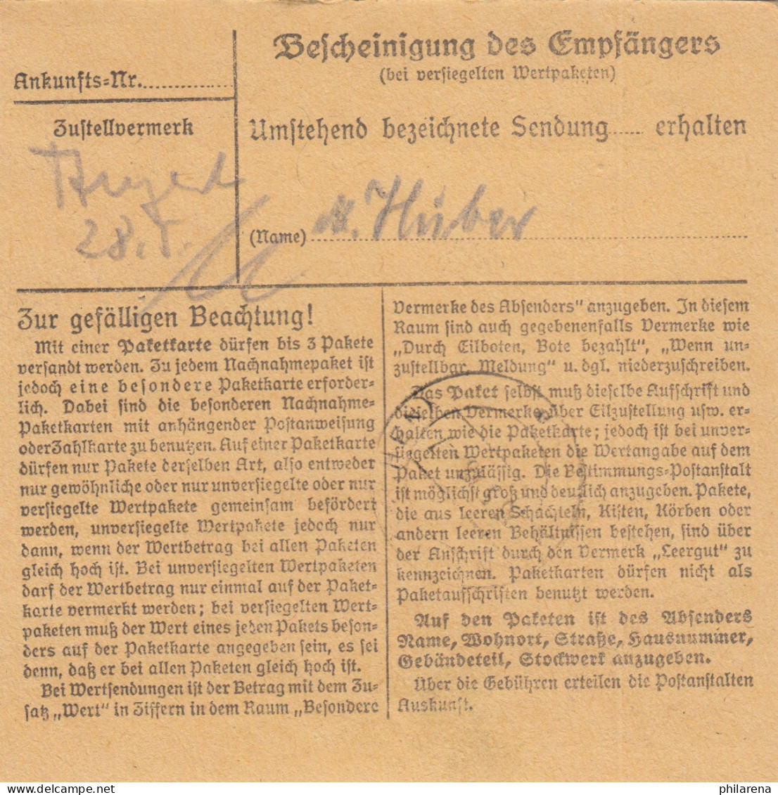BiZone Paketkarte 1948: Großhesselohe Nach Haar, Selbstbucher, Bahnhof-Apotheke - Briefe U. Dokumente