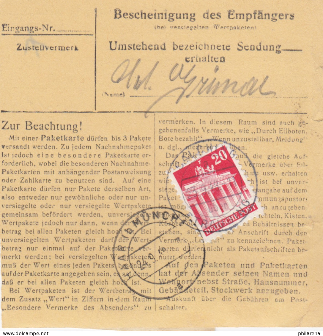 BiZone Paketkarte 1948: Salching über Straubing Nach Haar, Heilanstalt - Brieven En Documenten