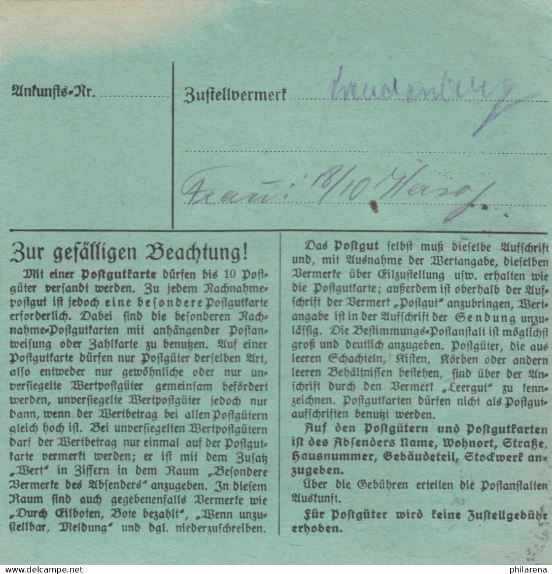 BiZone Paketkarte 1948: Weinheim Nach Haar, Wertkarte, Besonderes Formular - Lettres & Documents