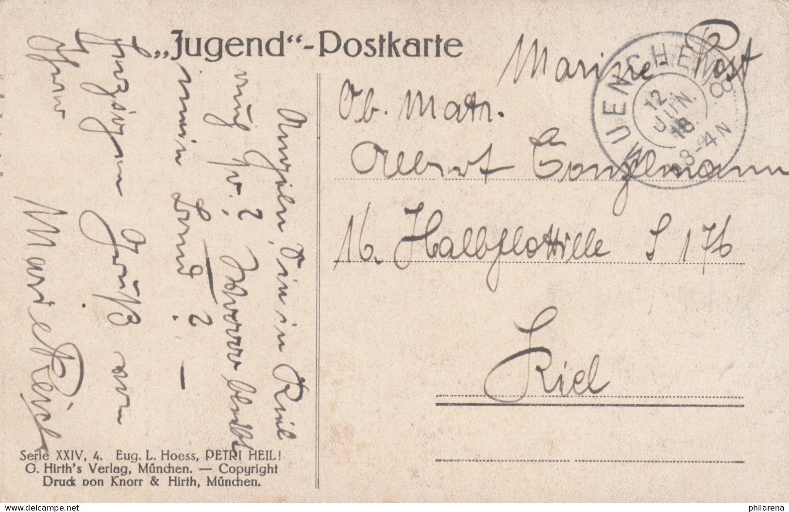 Ansichtskarte Fischer 1918: München Nach Halbflottille - Marine Post, F176 - Lettres & Documents