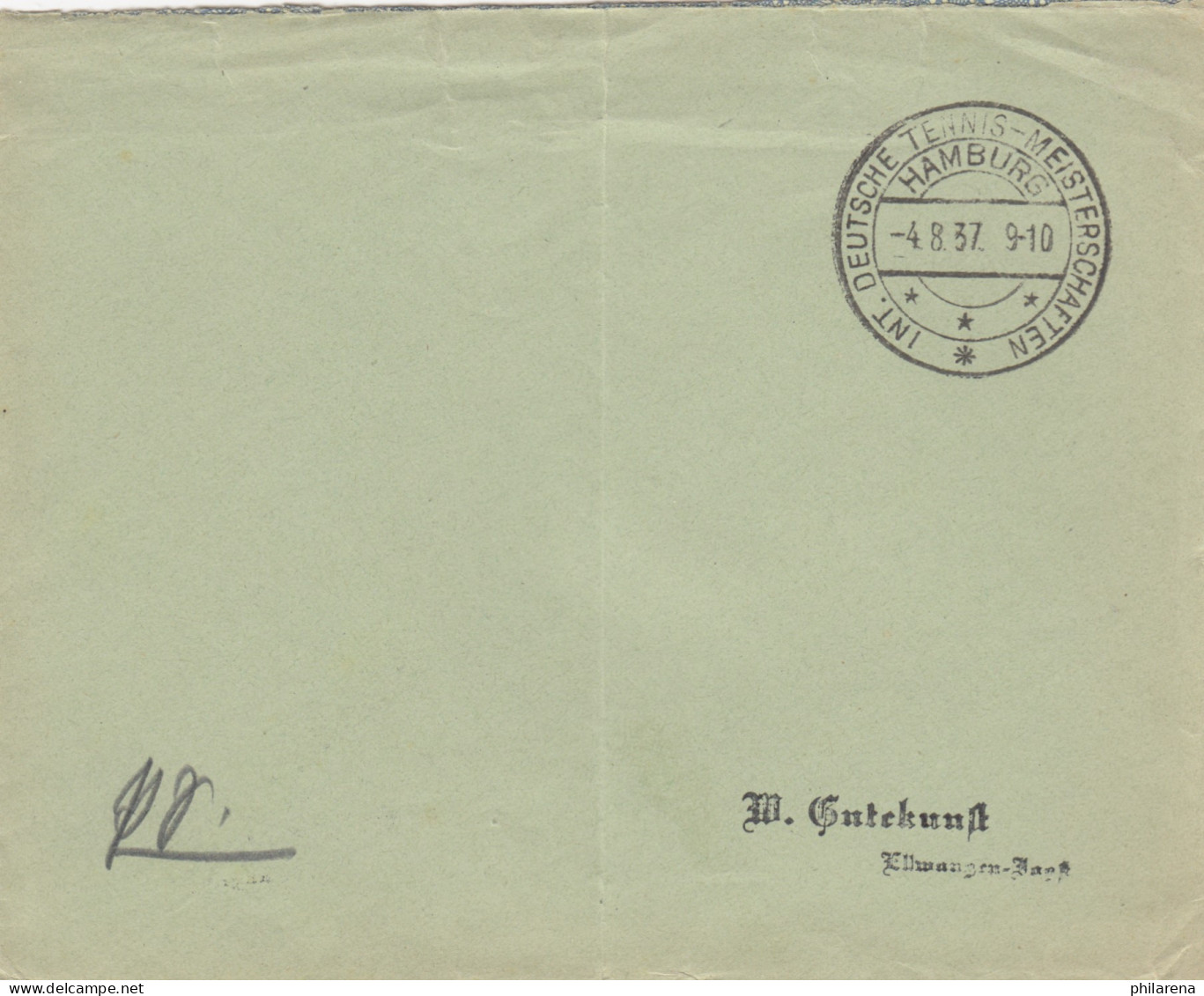 Blanko Kuvert 1937: Deutsche Tennismeisterschaften Hamburg - Lettres & Documents
