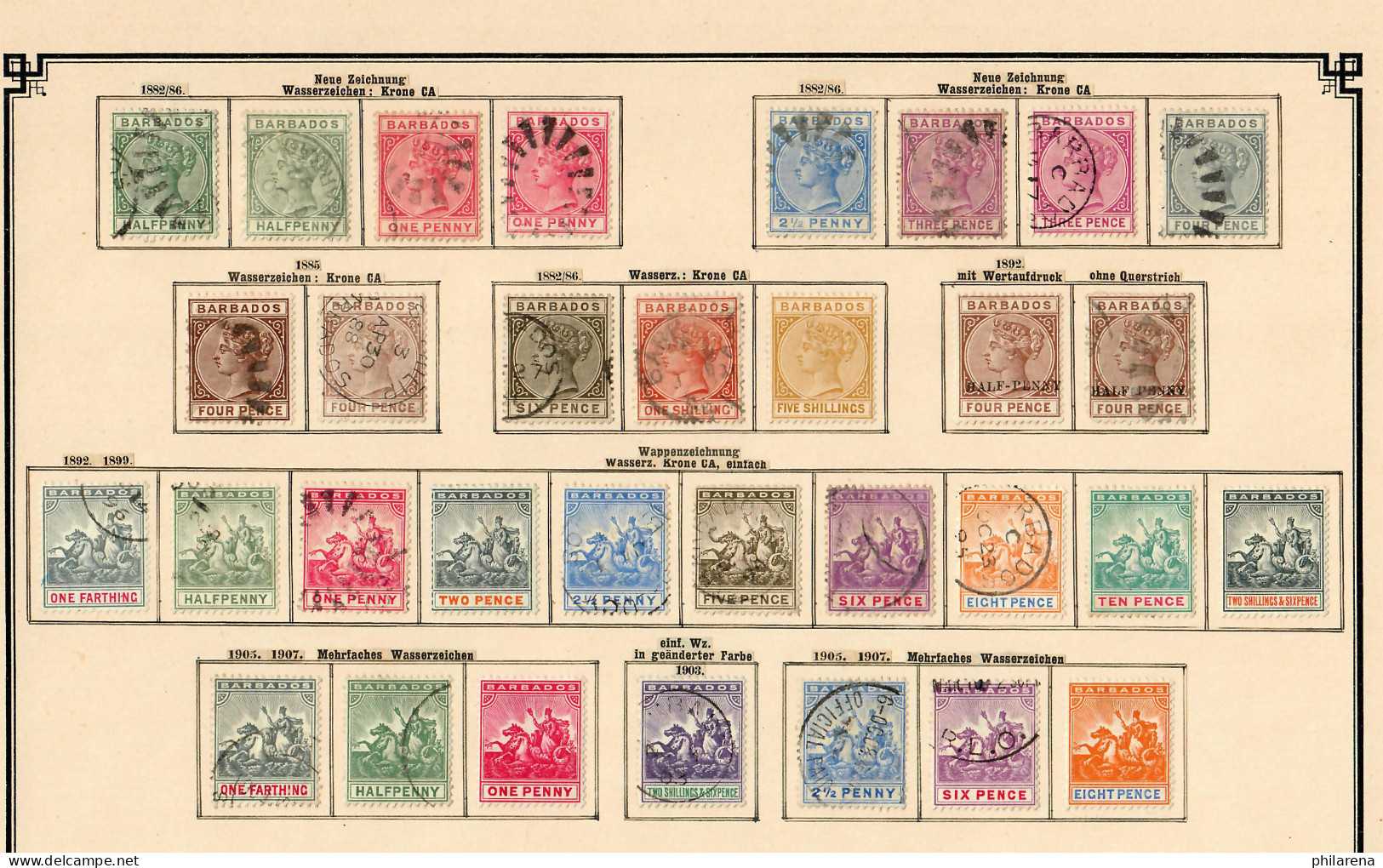 Barbados 1852-1907: Nearly Complete Stamp Collection, Incl. Stempelmarken, */o - Barbades (1966-...)