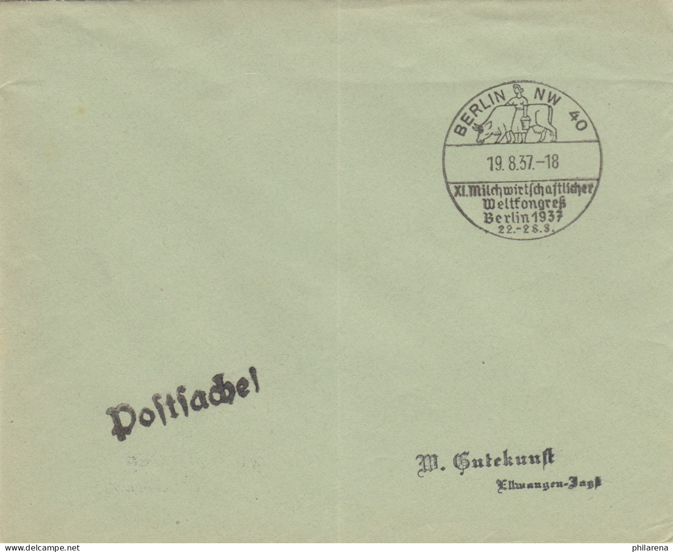 Blanko Kuvert 1937: 10. XI. Milchwirtschaftlicher Weltkongress, Berlin - Briefe U. Dokumente