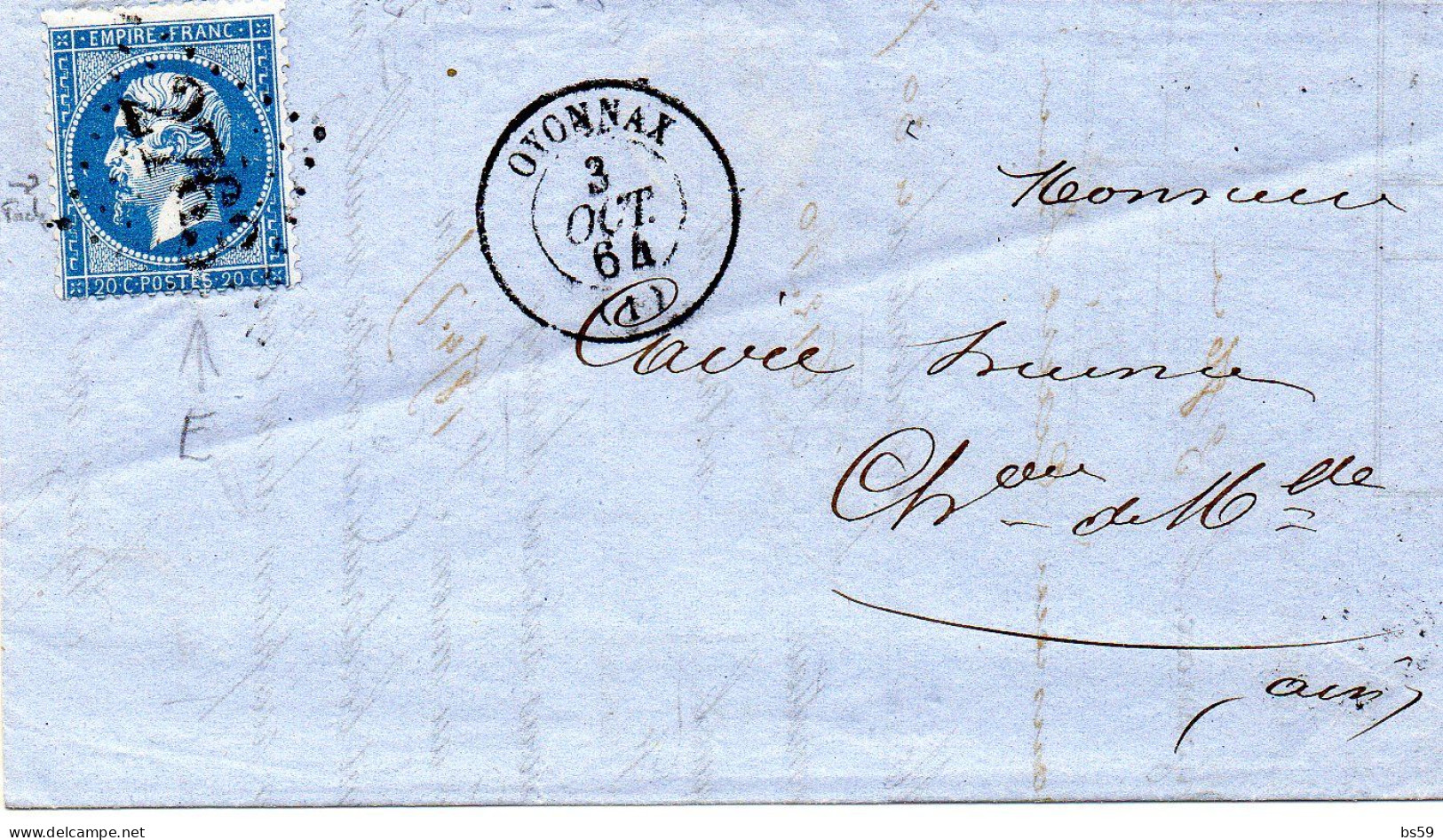 Ain - LAC Affr N° 22 Obl GC 2763 - Tàd Type 15 Oyonnax - 1849-1876: Période Classique