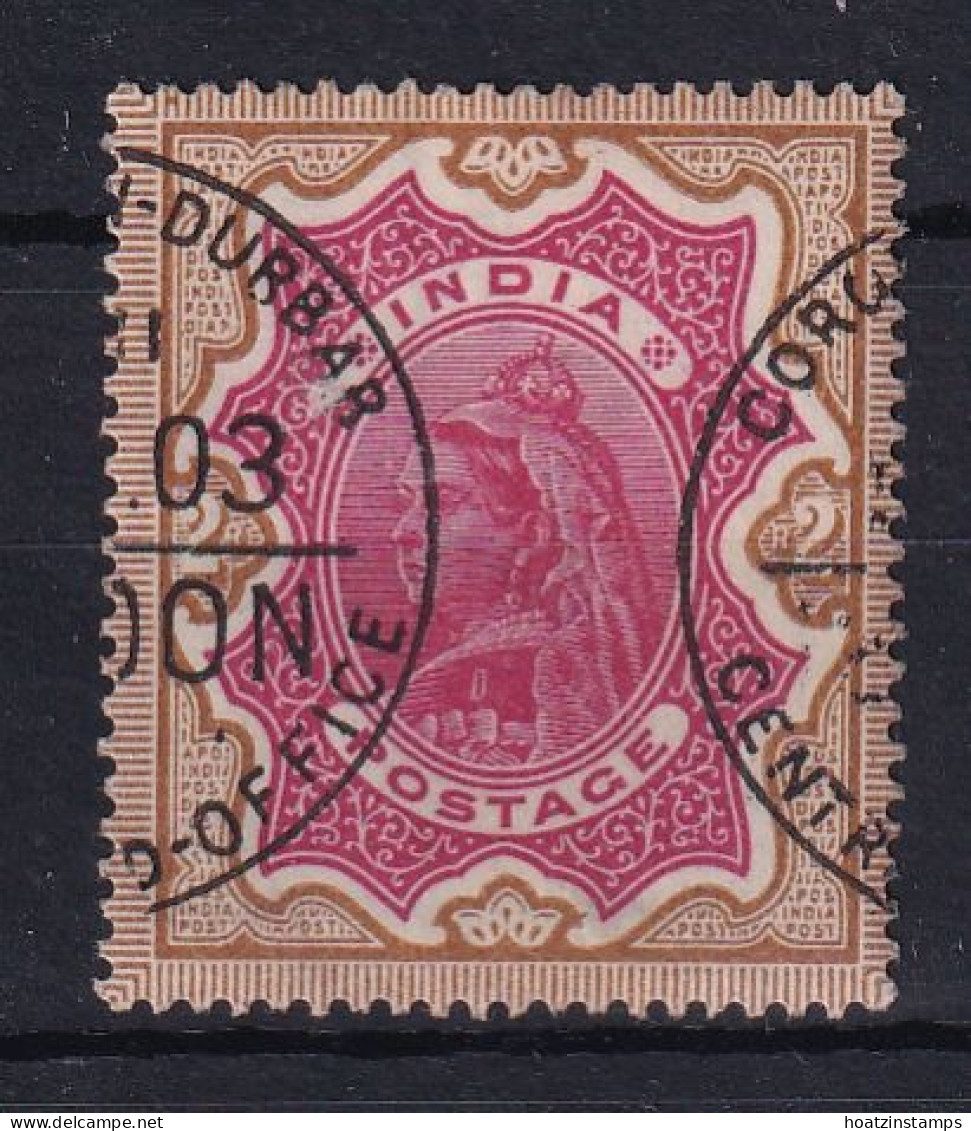 India: 1895   QV      SG107a    2R   Carmine & Brown    Used - 1882-1901 Keizerrijk