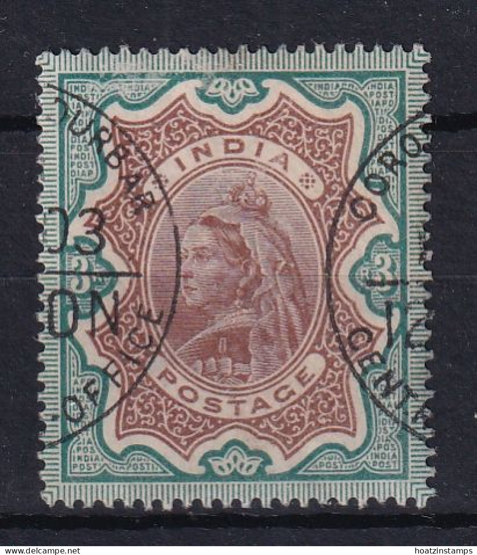 India: 1895   QV      SG108    3R   Brown & Green    Used - 1882-1901 Empire