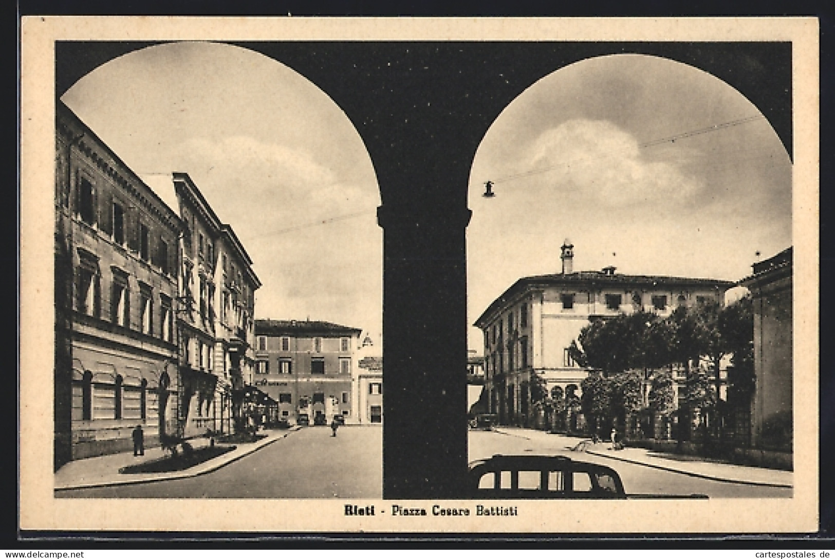 Cartolina Rieti, Piazza Cesare Battisti  - Rieti