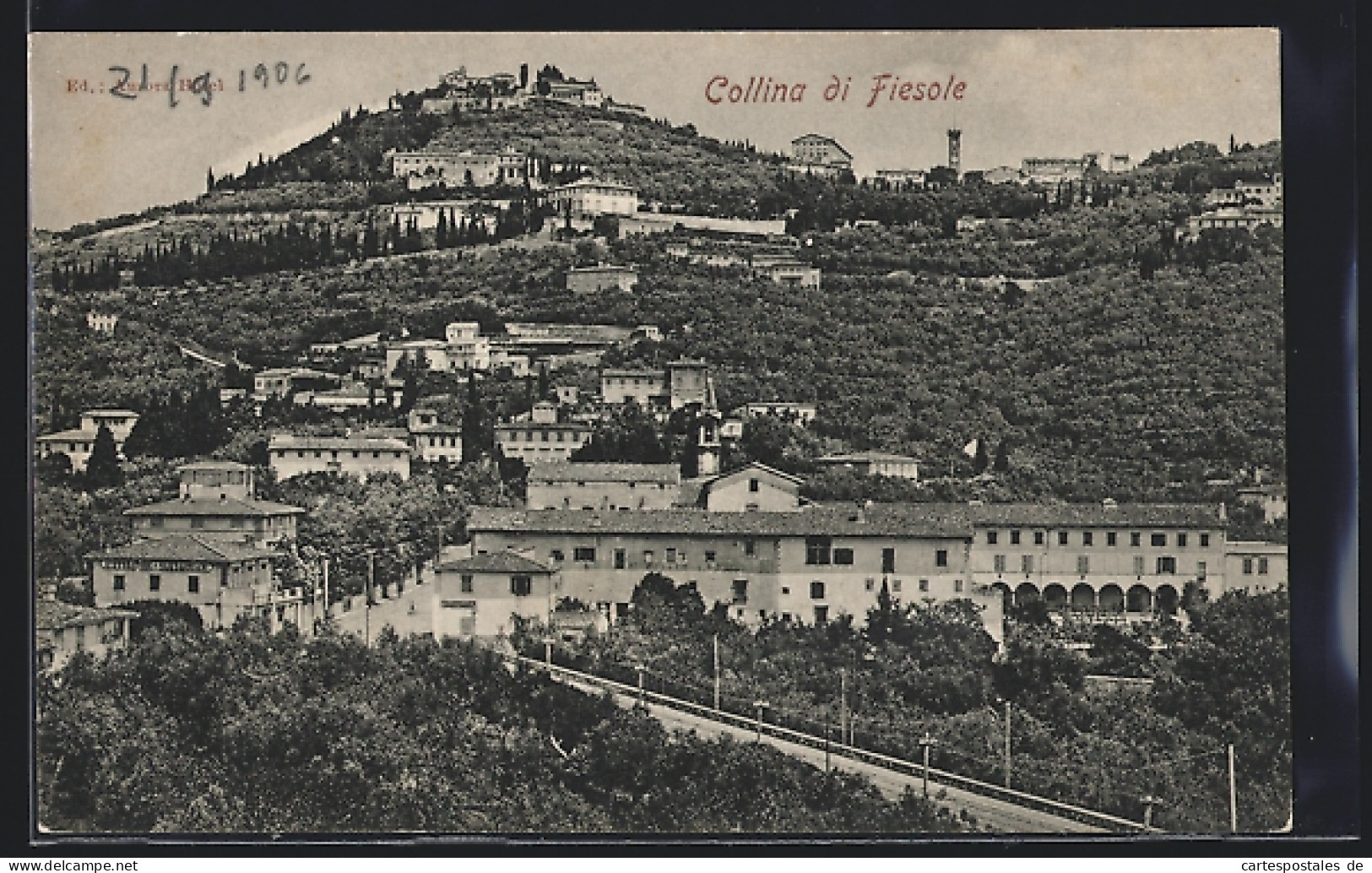 Cartolina Collina Di Fiesole, Gesamtansicht Des Berghangs  - Otros & Sin Clasificación